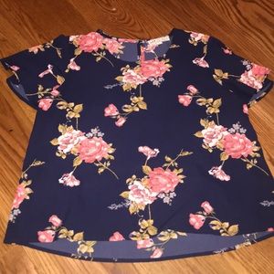 Jolt Navy floral design blouse Large
